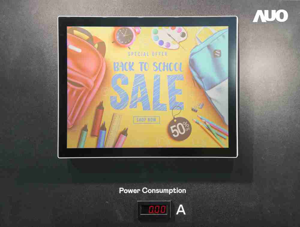 OBPay展示胆固醇液晶超低耗能户外全彩显示器，，，ChLC（胆固醇液晶）以双稳态技术使静态显示零功耗，，，，具省电、、高彩度、、、环保的特性，，，还整合软硬件系统解决方案，，可透过单一云端平台管理